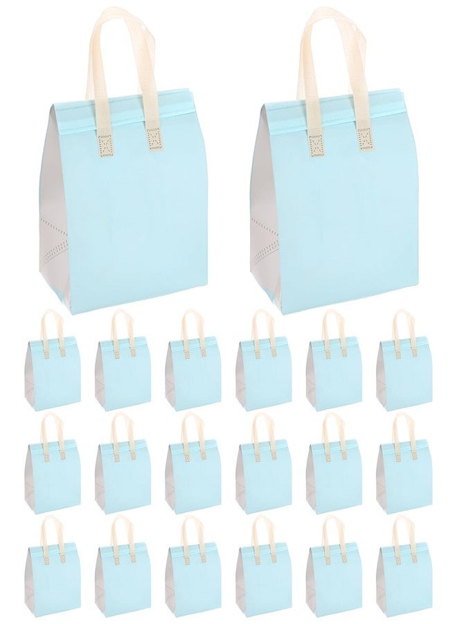 TIXIPEM Insulated Take Away Bags [20PCS] - Bulk Thermal Insulation Food Insulation Cooler Use for Hot Cold Food Frozen Deliver & Fresh Store Grocery Bags - [Light Blue Bicolor-9.4IN] - Image 1
